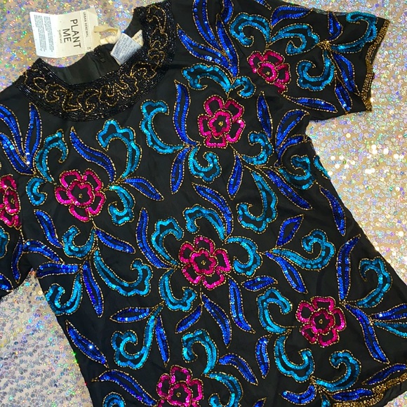 Papell Boutique • x Urban Renewal Vintage Sequin & Beaded Blouse - Picture 3 of 17